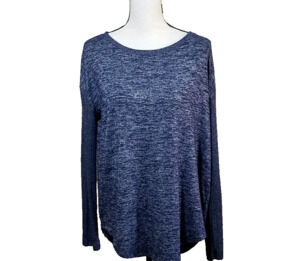 Gap Top Womens Small Blue Long Sleeve Heather Loose Relaxed Jersey Knit Shirt